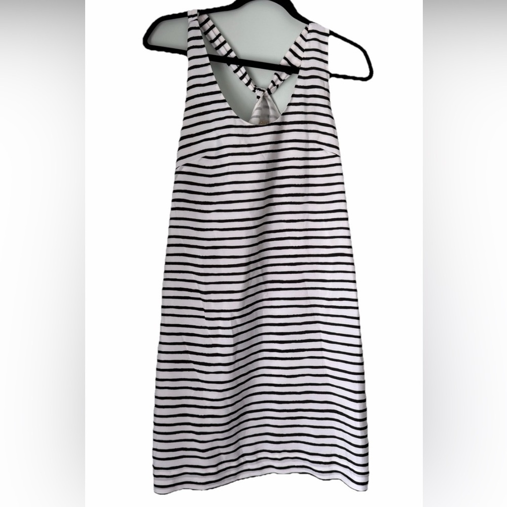 J.Crew Black White Striped Racerback Shift Dress Nautical Size 2 Coastal